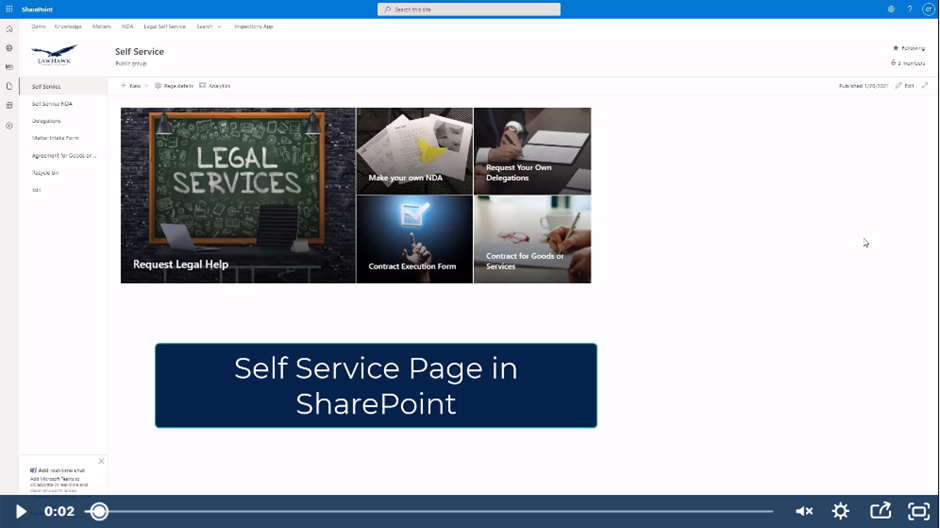 Screen shot of self service solution